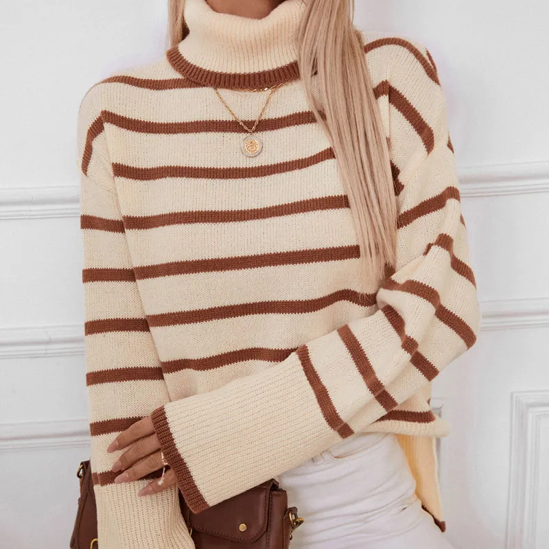 Deze chique en stijlvolle trui is een must-have voor iedereen die warm en trendy wil blijven deze wollen truien, truien met hoge nek.
