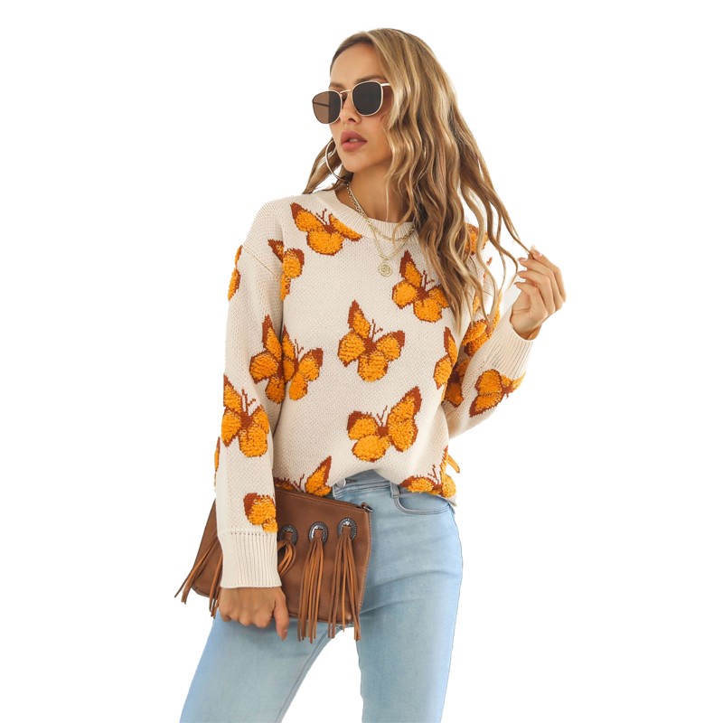 Butterfly pullover gebreide dames trui