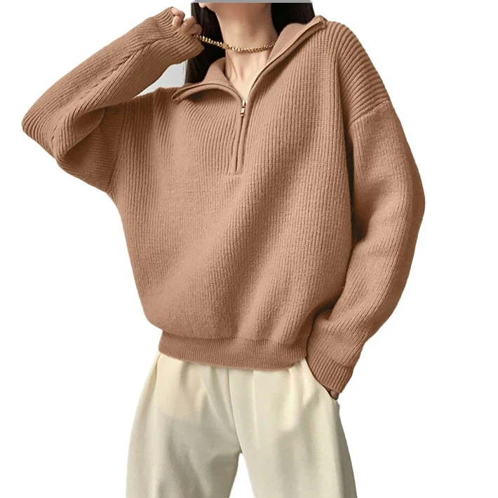 Halve zip dames trui