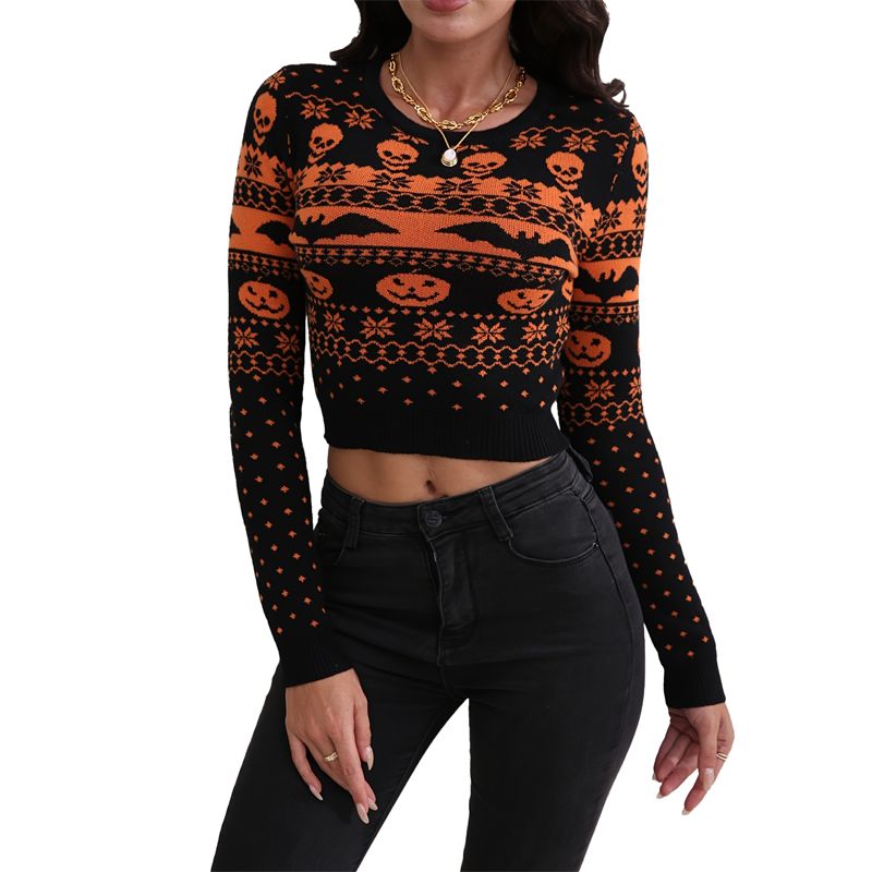 Halloween kale middenrif Tops gebreide trui vrouwen