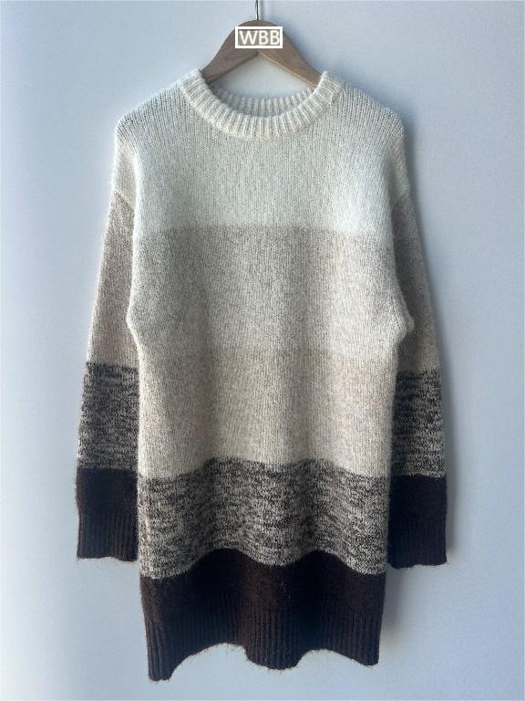 Lang katoenen gestreepte pullover gebreide trui vrouwen