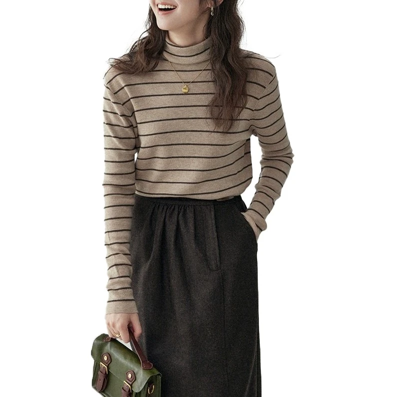 Turtleneck pullover gestreepte trui
