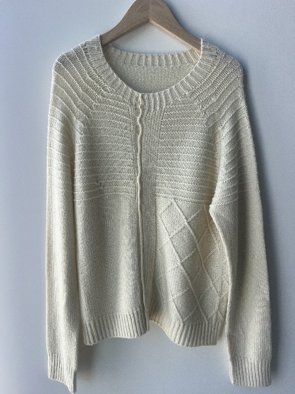 Witte Jacquard -pullover -gebreide trui -vrouwen
