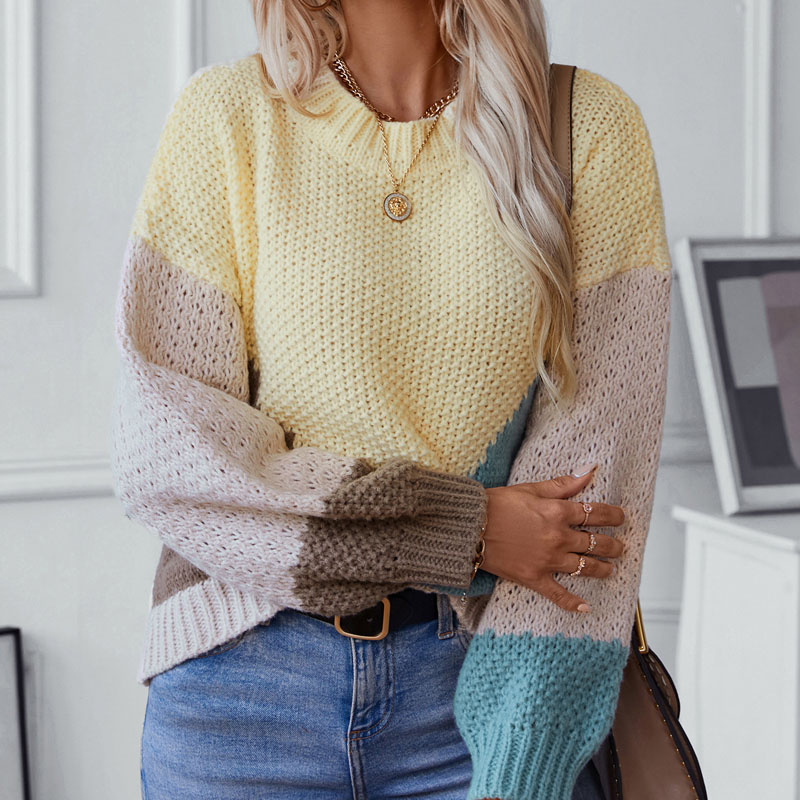 Vrouwen Crewneck pullover Color Block Sweater